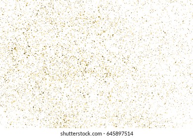 Gold glitter texture isolated on white. Amber particles color. Celebratory background. Golden explosion of confetti. Vector illustration,eps 10.