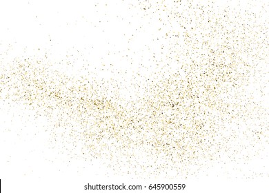 Gold glitter texture isolated on white. Amber particles color. Celebratory background. Golden explosion of confetti. Vector illustration,eps 10.