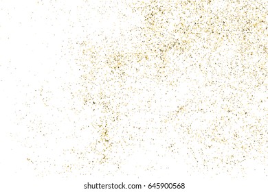 Gold glitter texture isolated on white. Amber particles color. Celebratory background. Golden explosion of confetti. Vector illustration,eps 10.