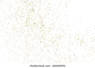 Gold glitter texture isolated on white. Amber particles color. Celebratory background. Golden explosion of confetti. Vector illustration,eps 10.