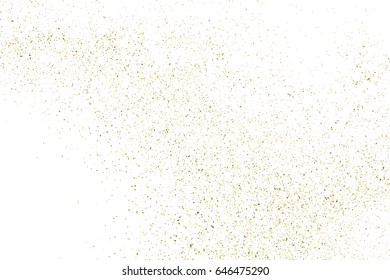 Gold glitter texture isolated on white. Amber particles color. Celebratory background. Golden explosion of confetti. Vector illustration,eps 10.
