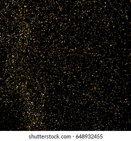 Gold glitter texture isolated on black square. Amber particles color. Celebratory background. Golden explosion of confetti. Vector illustration,eps 10.