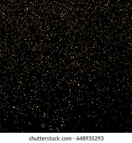 Gold glitter texture isolated on black square. Amber particles color. Celebratory background. Golden explosion of confetti. Vector illustration,eps 10.