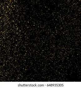 Gold glitter texture isolated on black square. Amber particles color. Celebratory background. Golden explosion of confetti. Vector illustration,eps 10.
