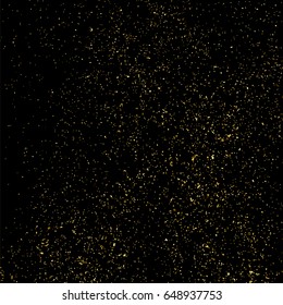 Gold glitter texture isolated on black square. Amber particles color. Celebratory background. Golden explosion of confetti. Vector illustration,eps 10.