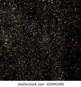 Gold glitter texture isolated on black square. Amber particles color. Celebratory background. Golden explosion of confetti. Vector illustration,eps 10.