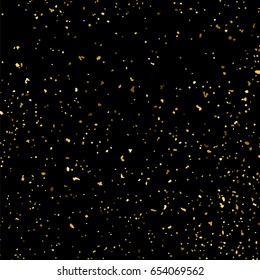 Gold glitter texture isolated on black square. Amber particles color. Celebratory background. Golden explosion of confetti. Vector illustration,eps 10.