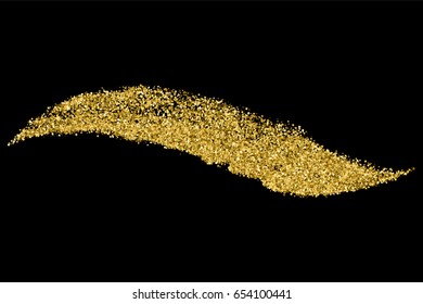 Gold glitter texture isolated on black. Amber particles color. Celebratory background. Golden explosion of confetti. Vector illustration,eps 10.
