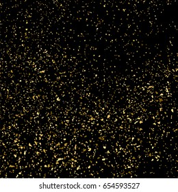 Gold glitter texture isolated on black square. Amber particles color. Celebratory background. Golden explosion of confetti. Vector illustration,eps 10.