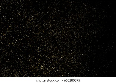 Gold glitter texture isolated on black. Amber particles color. Celebratory background. Golden explosion of confetti. Vector illustration,eps 10.