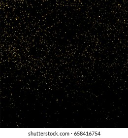 Gold glitter texture isolated on black square. Amber particles color. Celebratory background. Golden explosion of confetti. Vector illustration,eps 10.