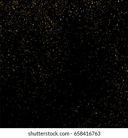 Gold glitter texture isolated on black square. Amber particles color. Celebratory background. Golden explosion of confetti. Vector illustration,eps 10.