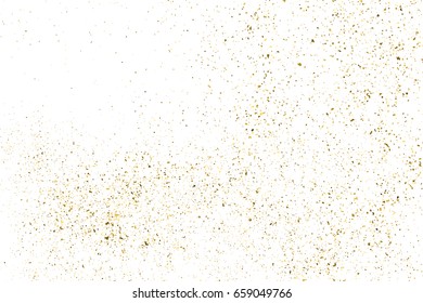 Gold glitter texture isolated on white. Amber particles color. Celebratory background. Golden explosion of confetti. Vector illustration,eps 10.