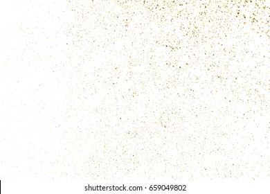 Gold glitter texture isolated on white. Amber particles color. Celebratory background. Golden explosion of confetti. Vector illustration,eps 10.