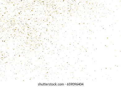 Gold glitter texture isolated on white. Amber particles color. Celebratory background. Golden explosion of confetti. Vector illustration,eps 10.