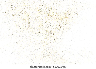 Gold glitter texture isolated on white. Amber particles color. Celebratory background. Golden explosion of confetti. Vector illustration,eps 10.