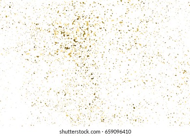 Gold glitter texture isolated on white. Amber particles color. Celebratory background. Golden explosion of confetti. Vector illustration,eps 10.