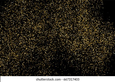 Gold glitter texture isolated on black. Amber particles color. Celebratory background. Golden explosion of confetti. Vector illustration,eps 10.