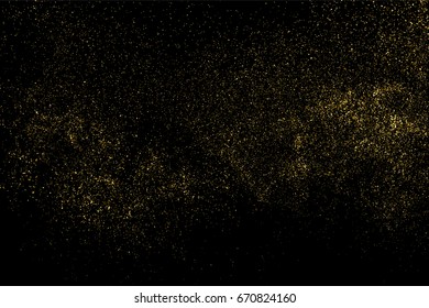 Gold glitter texture isolated on black. Amber particles color. Celebratory background. Golden explosion of confetti. Vector illustration,eps 10.