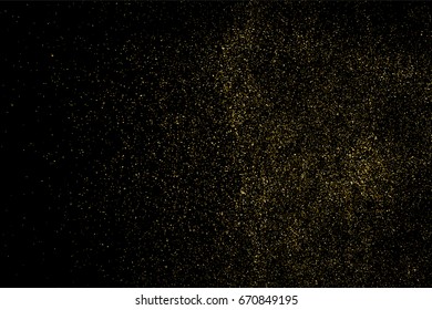 Gold glitter texture isolated on black. Amber particles color. Celebratory background. Golden explosion of confetti. Vector illustration,eps 10.