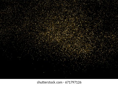Gold glitter texture isolated on black. Amber particles color. Celebratory background. Golden explosion of confetti. Vector illustration,eps 10.