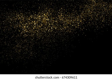 Textura de brillo dorado aislada en negro. Color de partículas ámbar. Antecedentes de celebración. Explosión dorada de confetti. Ilustración vectorial,Pasos 10.