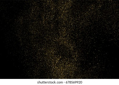 Gold glitter texture isolated on black. Amber particles color. Celebratory background. Golden explosion of confetti. Vector illustration,eps 10.