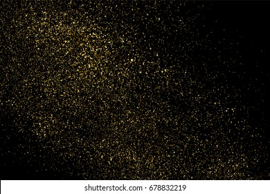Gold glitter texture isolated on black. Amber particles color. Celebratory background. Golden explosion of confetti. Vector illustration,eps 10.