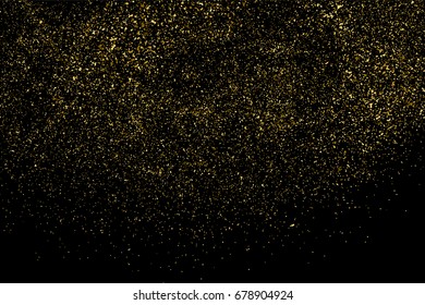 Gold glitter texture isolated on black. Amber particles color. Celebratory background. Golden explosion of confetti. Vector illustration,eps 10.