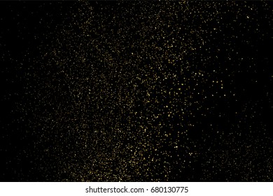 Gold glitter texture isolated on black. Amber particles color. Celebratory background. Golden explosion of confetti. Vector illustration,eps 10.