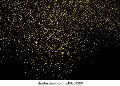 Gold glitter texture isolated on black. Amber particles color. Celebratory background. Golden explosion of confetti. Vector illustration,eps 10.