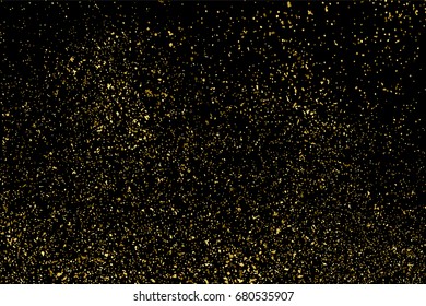 Gold glitter texture isolated on black. Amber particles color. Celebratory background. Golden explosion of confetti. Vector illustration,eps 10.