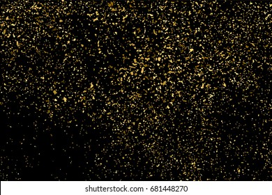 Gold glitter texture isolated on black. Amber particles color. Celebratory background. Golden explosion of confetti. Vector illustration,eps 10.