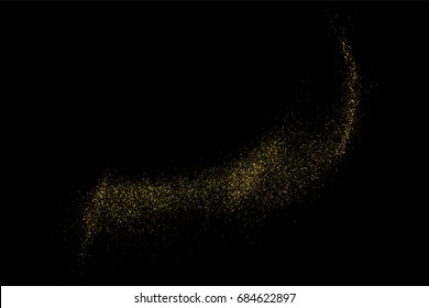 Gold glitter texture isolated on black. Amber particles color. Celebratory background. Golden explosion of confetti. Vector illustration,eps 10.