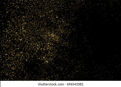 Gold glitter texture isolated on black. Amber particles color. Celebratory background. Golden explosion of confetti. Vector illustration,eps 10.