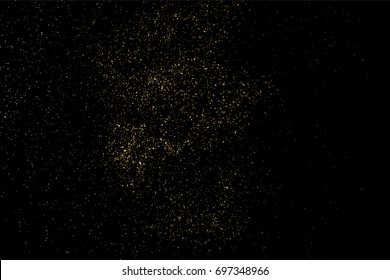 Gold glitter texture isolated on black. Amber particles color. Celebratory background. Golden explosion of confetti. Vector illustration,eps 10.