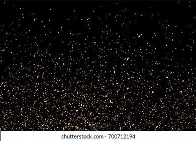 Gold glitter texture isolated on black. Amber particles color. Celebratory background. Golden explosion of confetti. Vector illustration,eps 10.
