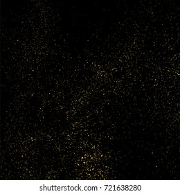 Gold glitter texture isolated on black square. Amber particles color. Celebratory background. Golden explosion of confetti. Vector illustration,eps 10.