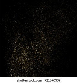 Gold glitter texture isolated on black square. Amber particles color. Celebratory background. Explosion of confetti. Vector illustration,eps 10.