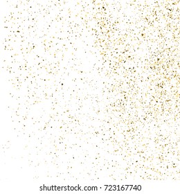 Gold glitter texture isolated on white square. Amber particles color. Celebratory background. Explosion of confetti. Vector illustration,eps 10.