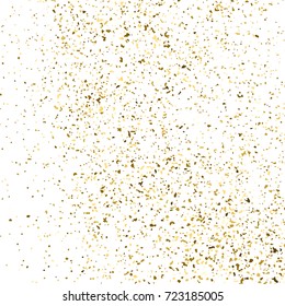 Gold glitter texture isolated on white square. Amber particles color. Celebratory background. Explosion of confetti. Vector illustration,eps 10.
