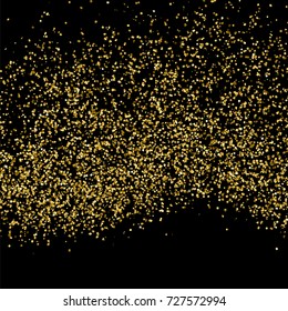 Gold glitter texture isolated on black. Amber particles color. Celebratory background. Golden explosion of confetti. Vector illustration,eps 10.