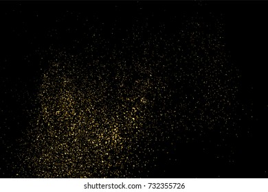 Gold glitter texture isolated on black. Amber particles color. Celebratory background. Golden explosion of confetti. Vector illustration,eps 10.