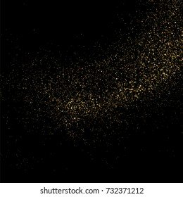 Gold glitter texture isolated on black square. Amber particles color. Celebratory background. Golden explosion of confetti. Vector illustration,eps 10.