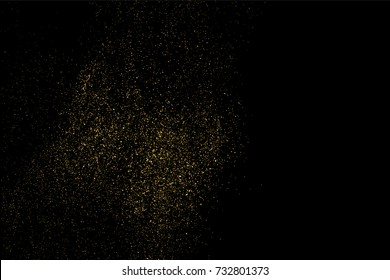 Gold glitter texture isolated on black. Amber particles color. Celebratory background. Golden explosion of confetti. Vector illustration,eps 10.