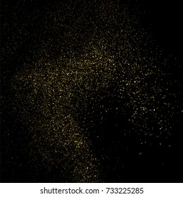 Gold glitter texture isolated on black square. Amber particles color. Celebratory background. Golden explosion of confetti. Vector illustration,eps 10.