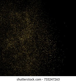 Gold glitter texture isolated on black square. Amber particles color. Celebratory background. Golden explosion of confetti. Vector illustration,eps 10.