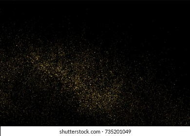 Gold glitter texture isolated on black. Amber particles color. Celebratory background. Golden explosion of confetti. Vector illustration,eps 10.