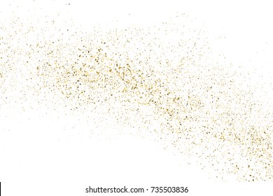 Gold glitter texture isolated on white. Amber particles color. Celebratory background. Golden explosion of confetti. Vector illustration,eps 10.