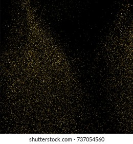 Gold glitter texture isolated on black square. Amber particles color. Celebratory background. Golden explosion of confetti. Vector illustration,eps 10.